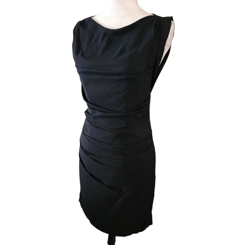 Express Black Sleeveless Ruched Cocktail Dress Size 0 LBD Full Back Zipper